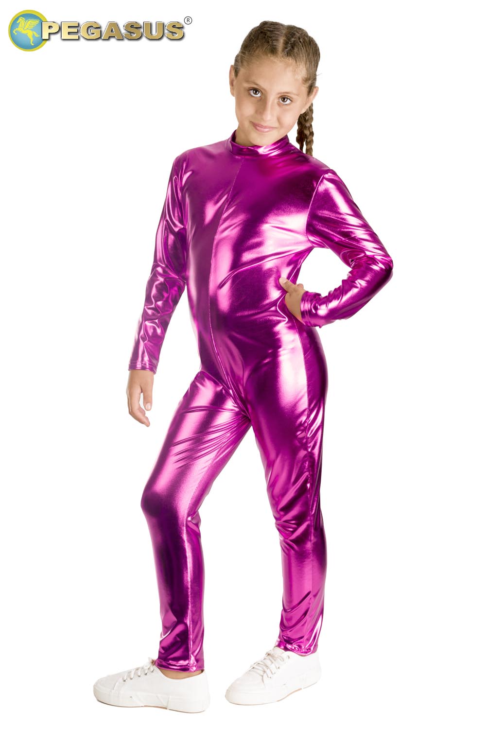 TUTA ELASTICIZZATA METALLIZZATA FUCSIA BAMBINA